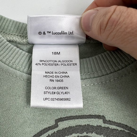 Star Wars 2 Pieces Jogger Set 18 Months Sweater Pants Baby Yoda Grogu Green New - Picture 10 of 12